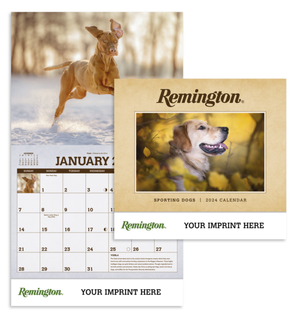 Remington Sporting Dogs Calendar 2024 - Cover & Month view